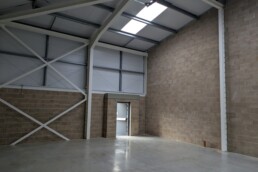 Interior of Unit 2 Broad Oak Business Park showing the rear of the premises and emergency exit